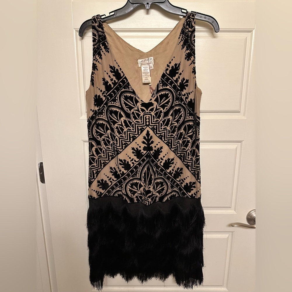 Max Studio Tan and Black Patterned Mini Dress